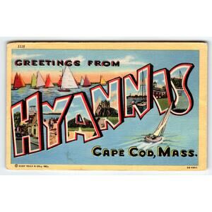 Vintage Greetings from Hyannis Cape Cod Mass Postcard – Curt Teich Linen 5B-H863